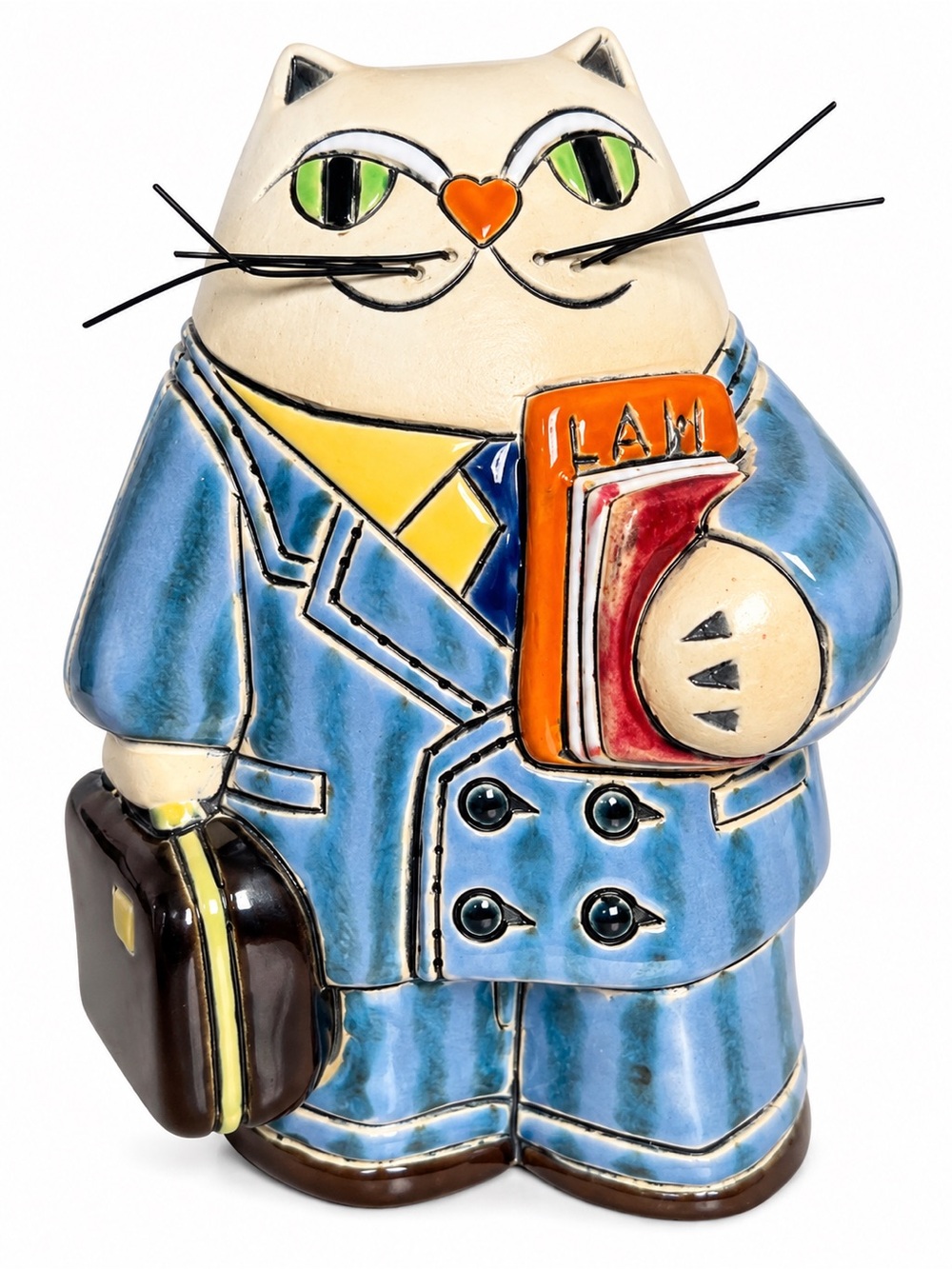 ✨Vintage 1994 Olga Lawyer Cat 🐱Figurine LAW Book Briefcase Ceramic✨